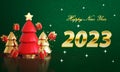 Happy New Year 2023 Lettering on Green Background