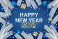 Happy New Year 2020 lettering text on blue background Royalty Free Stock Photo