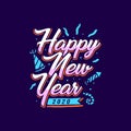 Happy new year 2020 lettering, vector art
