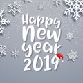 Happy New Year 2019 lettering vector background. Greeting card design christmas template decoration Royalty Free Stock Photo