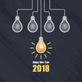 Happy New Year 2018 with light bulb illustration Royalty Free Stock Photo