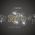 Happy New Year 2019 loading spark firework gold black vector logo icon Royalty Free Stock Photo