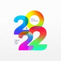 Happy new year logo design 2022. Colored cover of card for 2022. Template with web banner, poster, card, greeting for social