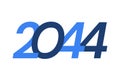 2044 Happy New Year logo design, New Year 2044 modern design isolated on white background Royalty Free Stock Photo