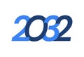 2032 Happy New Year logo design, New Year 2032 modern design isolated on white background