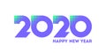 Happy New Year 2020 logo design with pixelated purple numbers on white background. Modern vector illustration Royalty Free Stock Photo