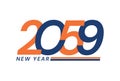 Happy New Year 2059 logo design, New Year 2059 text design isolated on white background Royalty Free Stock Photo