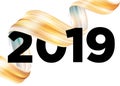 2019 Happy New Year Logo Design. Vector Background.