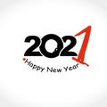 2021 Happy New Year logo text design. Black and red 2021 with wishes vector template. Royalty Free Stock Photo