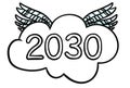 2030 Happy New Year logo text design. 2030 number design template. Illustration with black labels