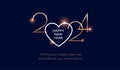 Happy New Year 2024 love concept - 2024 logo in a heart shape Royalty Free Stock Photo