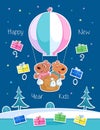 Happy New Year 2020 - Lovely little bears and hot air balloon