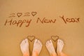 Happy new year 2020 and lover feet Royalty Free Stock Photo