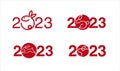 Happy new year 2023 , Lunar new year, Rabbit , logo simple flat design Royalty Free Stock Photo