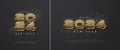 Happy New Year 2024 Luxury Rust Gold in black Background. Premium vector design for posters, banners, calendar and greetings