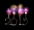 Happy New Year - 2015 made a sparkler Royalty Free Stock Photo