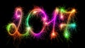 Happy New Year - 2017 made by sparklers on black Royalty Free Stock Photo