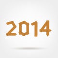 Happy new year 2014 made from wooden boards for Royalty Free Stock Photo