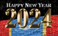 Happy New Year 2024 with Magnolia flag Royalty Free Stock Photo