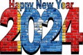 Happy New Year 2024 with Magnolia flag inside Royalty Free Stock Photo