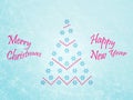 Happy New Year and Merry Chistmas, greeting card on icy background