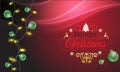 Happy New Year and Merry Christmas background with christmas balls toy. Black background. Can be used for shopping sale, banner,