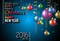 2016 Happy New Year and Merry Christmas Background Royalty Free Stock Photo