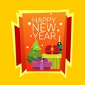 Happy New Year Merry Christmas Decoration Greeting Card Celebration Banner