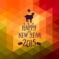 Happy New Year and Merry Christmas design, geometric backdrop. typography composition with lettering. Goat silhouette 2015 Royalty Free Stock Photo