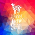 Happy New Year and Merry Christmas design, geometric backdrop. typography composition with lettering. Goat silhouette 2015 Royalty Free Stock Photo