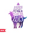 Happy New Year and Merry Christmas design, geometric backdrop. typography composition with lettering. Goat symbol 2015 made of Royalty Free Stock Photo