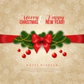 Happy New Year and Merry Christmas Greeting Card Design. Royalty Free Stock Photo