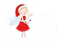 Happy new year merry christmas greeting card. Santa claus fairy tale sending fairy dust