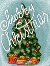 Happy New Year and Merry Christmas! Large decorated Christmas tree Royalty Free Stock Photo