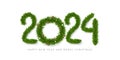 Happy New 2024 Year and merry Christmas. 2024 lettering by spruce branch and Xmas wreath instead zero with Christmas balls and