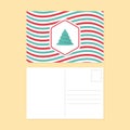 Happy new year and merry christmas postcard flat design