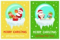 Happy New Year Merry Christmas Poster Santa Elf Royalty Free Stock Photo