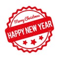 Happy New Year Merry Christmas rubber stamp award vector red on a white background Royalty Free Stock Photo