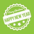 Happy New Year Merry Christmas rubber stamp award vector white on a green background Royalty Free Stock Photo