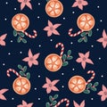 Happy New Year and Merry Christmas seamless pattern. Vector illustration.