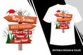 Happy New Year and Merry Christmas t shirt, Merry Christmas and Happy New Year greeting, Vector with merry christmas and happy new Royalty Free Stock Photo