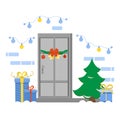 Happy New Year Merry Christmas Tree Holiday Door