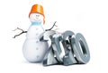 Happy New Year 2020 Merry snowman on a white background 3D illustration, 3D rendering