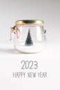 2023 Happy New Year message with Christmas tree
