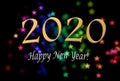 Happy new year 2020 message on sparkling background