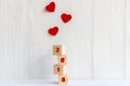 Happy New Year 2018 message written in wooden blocks with red heart, Royalty Free Stock Photo