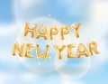 Happy new year Metallic Gold Balloons Royalty Free Stock Photo