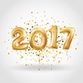 Happy new year Metallic Gold Balloons Royalty Free Stock Photo