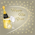 Happy New Year midnight drink and snowflakes vector Royalty Free Stock Photo