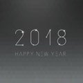 Happy new 2018 year minimalistic card - blur background. Numbers with glowing lights effect.